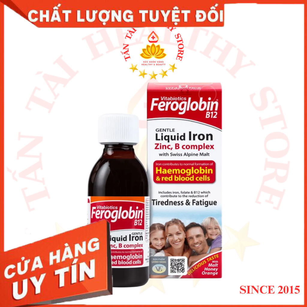 ✅[CHÍNH HÃNG] Feroglobin Liquid C/200ml VITABIOTICS Siro bổ sung sắt hỗ trợ tạo máu trẻ 1+ và bầu