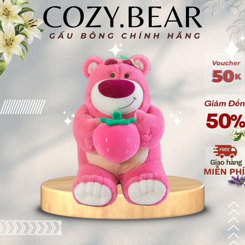 Gấu Bông Gấu Dâu Lotso Disney Ôm Trái Dâu Cực xᶖnh - Thú nhồi bông Hottrend Lotso Đồ Chơi Toy gấu  d