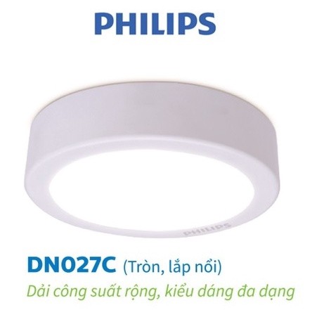 Bộ Đèn Philips LED Ốp Trần tròn lắp nổi DN027C