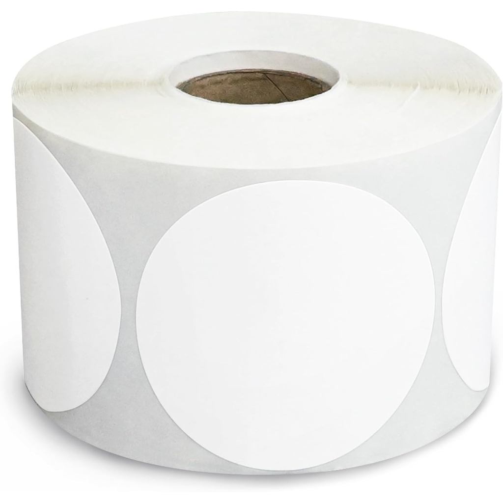 Nhãn dán mã vạch nhiệt trực tiếp ESSENTIAL 2 ", Nhãn vận chuyển màu trắng tròn tự dính, Tương thích 