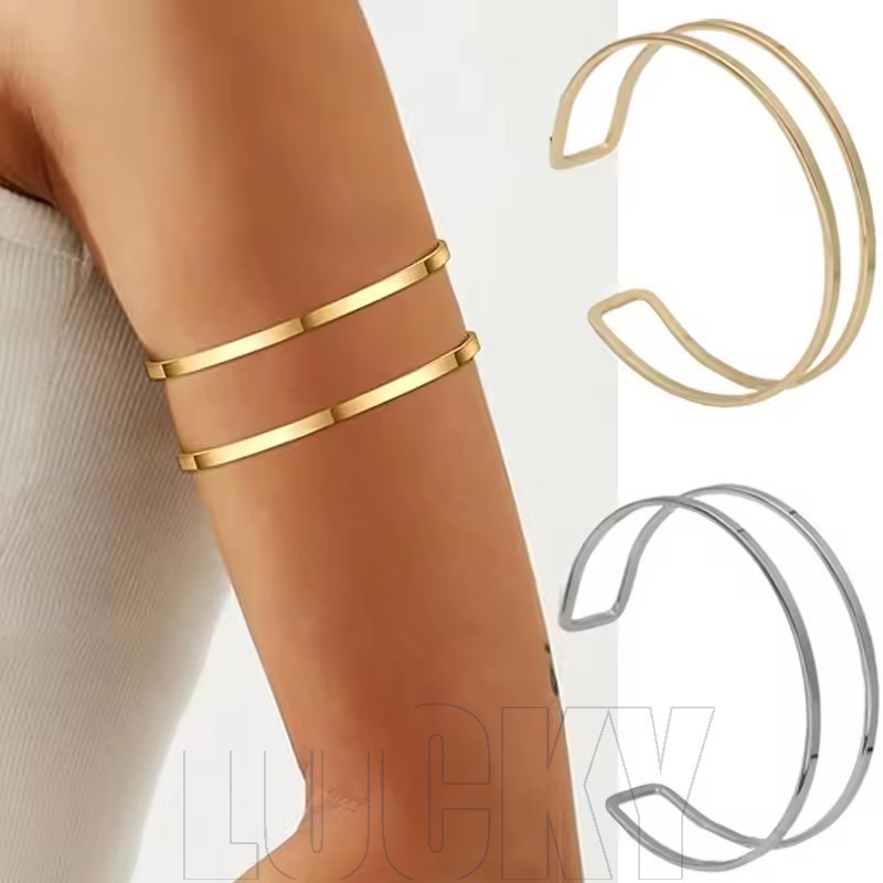 1 / 2 / 4 Vòng tay mở hai lớp - Vòng tay bạc vàng - Vòng tay sang trọng nhẹ - Trang sức tối giản - P