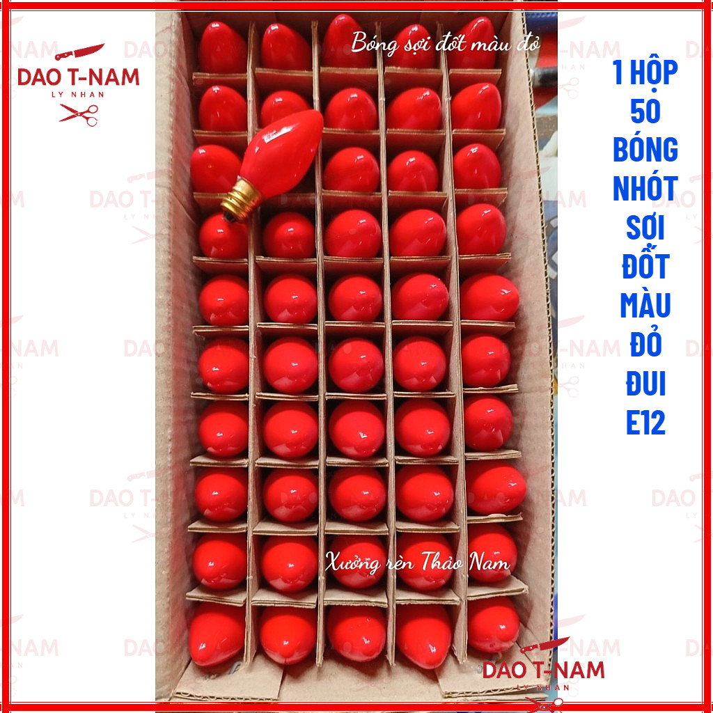 Combo 50 bóng đèn quả nhót đỏ loại đẹp - dùng cho đèn thờ điện - có nhiều màu