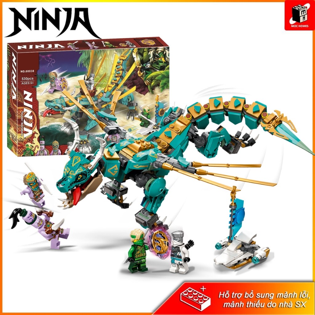 ( Giao ngẫu nhiên ) Mô hình đồ chơi Mô Hình Ninjago 60038 Jungle Dragon Rồng Thần Jungle Của Lloyd