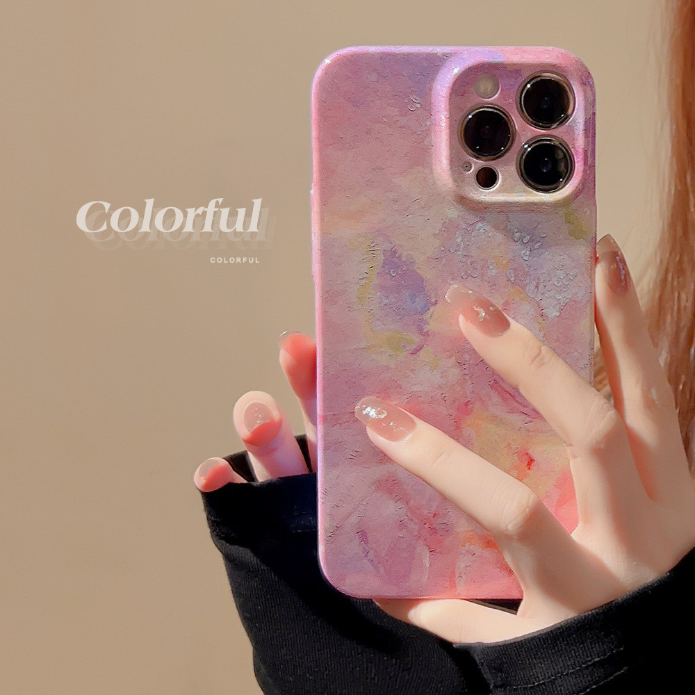 Tranh sơn dầu 17pro max iPhone Case 16 / 15 Girl Warm Style / 13 / 12 PWR9