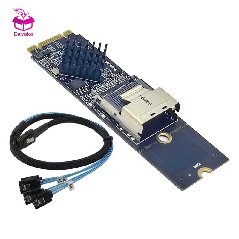 M.2 NVMe to Mini SAS 36 Pin SFF-8087 SATA 3.0 Bộ điều khiển thẻ mở rộng Bộ chuyển đổi thẻ cắm và chạ