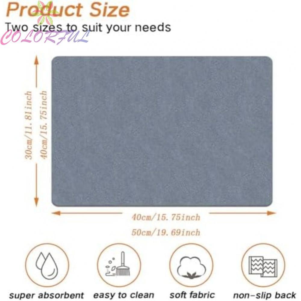 【COLORFUL】Dish Drying Mat Easy To Clean Hygienic Drying Natural Diatomaceous Earth