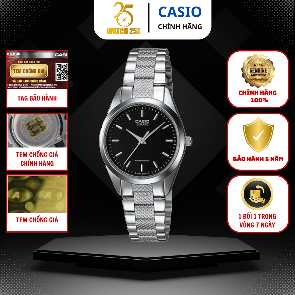 Đồng Hồ CASIO Nữ LTP-1274D-1ADF Watch25x - Mặt Tròn Nhỏ Kim Loại Bạc Sang Trọng, Phong Cách Công Sở