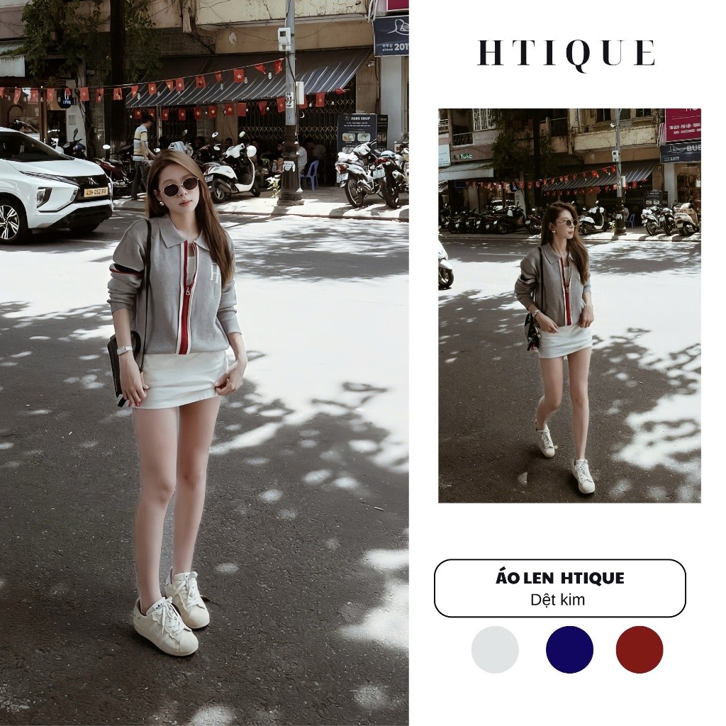 (BST thu đông HTIQUE) Áo len dệt kim cao cấp phong cách đường phố, Áo len HTI khóa LA06