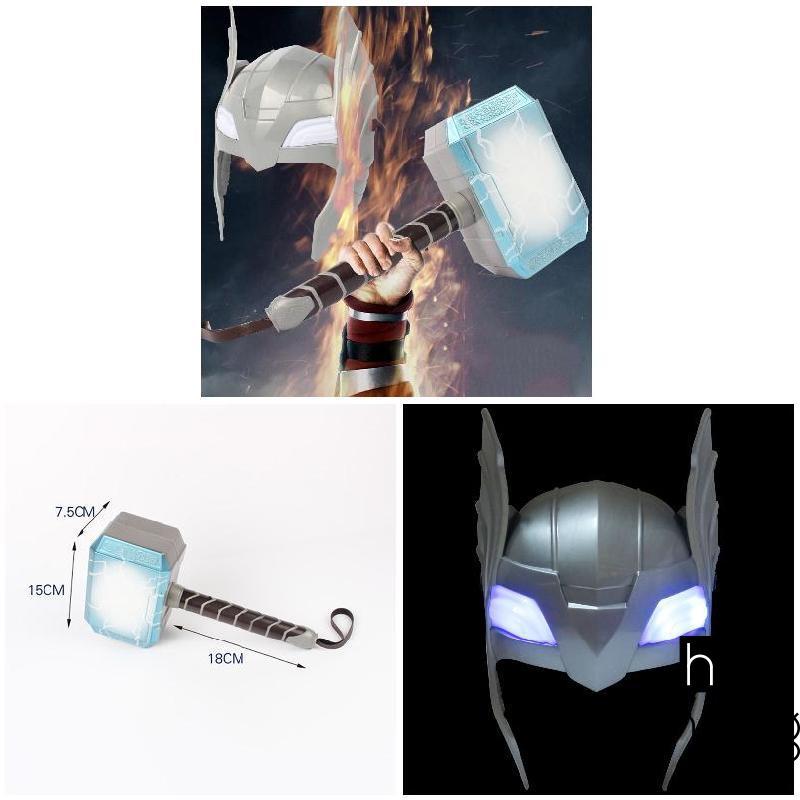 Vai trò búa Thor phát sáng Chơi búa sấm sét và Đạo cụ mặt nạ Hulk cho các bữa tiệc Cosplay Halloween