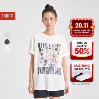  Áo phông nữ CANIFA áo thun cộc tay cổ tròn có hình in chất liệu cotton 6TS24S009 