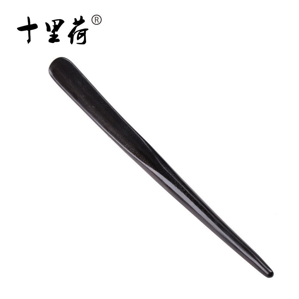 Boutique Natural Black Buffalo Horn Scraping Stick Acupoint Massage Tool No. 3 que cảm giác tròn