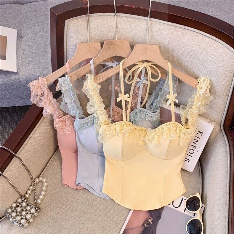 Jade Couture Studio Áo Hai Dây Nữ Dáng Ngắn Dây Buộc Cổ Gợi Cảm Phối Đồ Thời Trang Hottrend FYL265