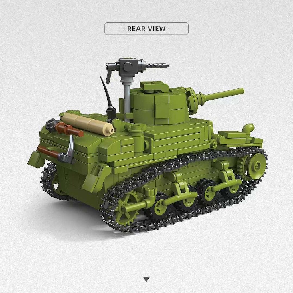 Mybeautyhouse 579 CÁI MOC M3A1 Stuart Stirling Light Tank Model Đồ chơi xây dựng Khối xây dựng Gạch 