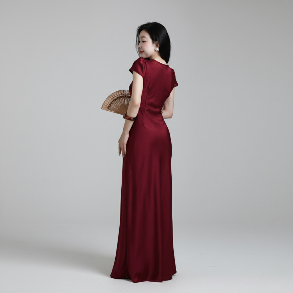 Đầm Lụa Dự Tiệc Tay Dài Phối Nút Ruby – NV794 Váy Lụa Vân Mềm Mịn Thanh Lịch | BigBuy360 - bigbuy360.vn