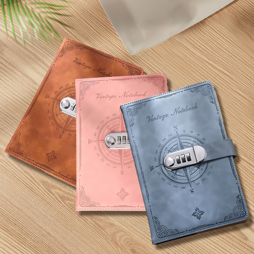 Mật Khẩu Sổ Tay Nhật Ký Sách Retro A5 Notebook Có Khóa Bảo Vệ Bí Mật 200 Trang Văn Phòng Phẩm Sinh V