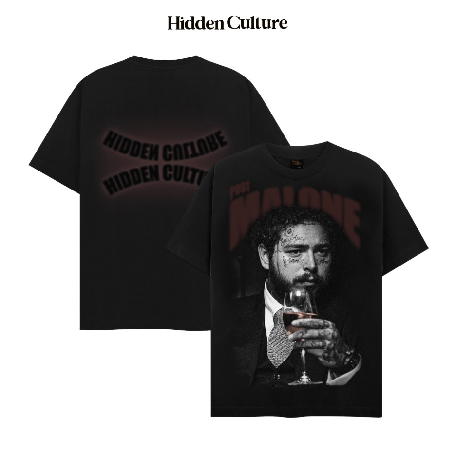 Áo Thun Oversize Hidden Culture - POST MALONE T-shirt - Black