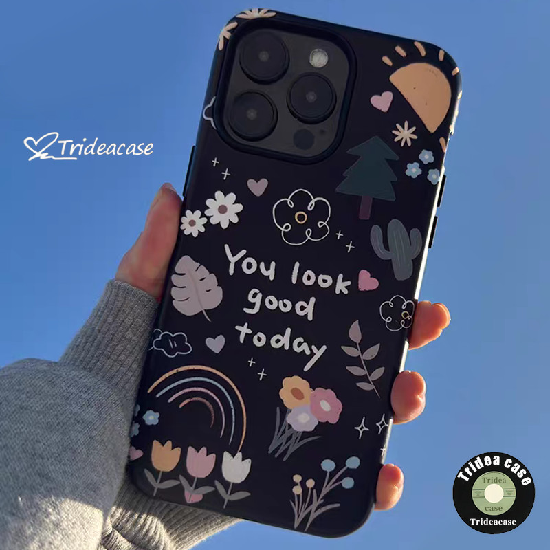 Ốp Lưng IPhone 11 15 17 13 16 12 14ProMax 17 7 8Plus XR X XS Max Vỏ Bóng Mịn Graffiti Rainbow Flower