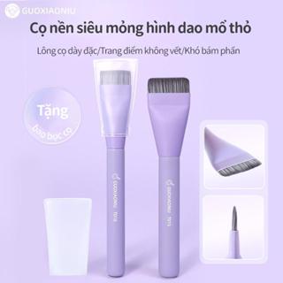 Bàn chải nền dao phẳng, GUOXIAONIU, Tóc chải mịn, Không vết nứt, Không hấp thụ kem, Ứng dụng nền mịn, Đi kèm túi đựng cọ, Dụng cụ trang điểm mỹ phẩm