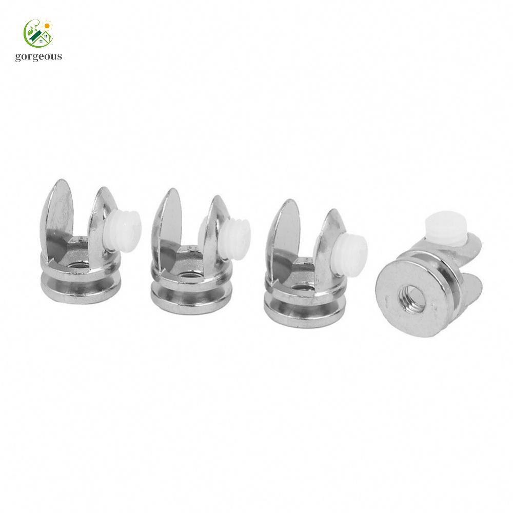 ⭐GROUS⭐Durable Adjustable Zinc Alloy Glass Clamp Silver Tone 4pcs for 5 8mm Thick Glass