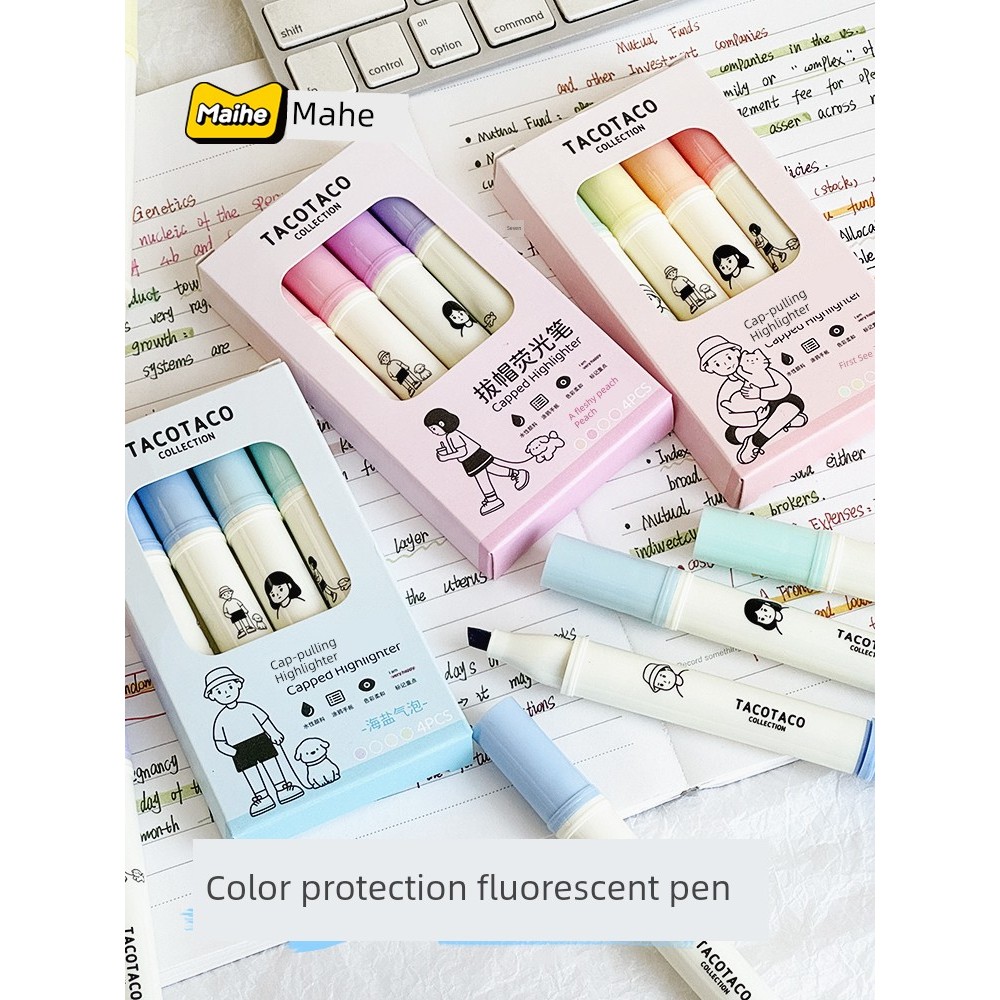 TacoTaco Highlighter Học sinh có giá trị cao Sử dụng Bút đánh dấu màu có nắp dung lượng lớn Bảo vệ m