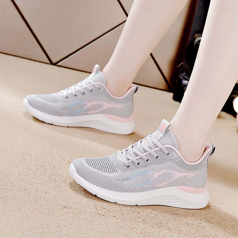 Women's Lace-Up Shoes Fashion Korean Style A01 Spring Flyknit Mom Shoes for Women