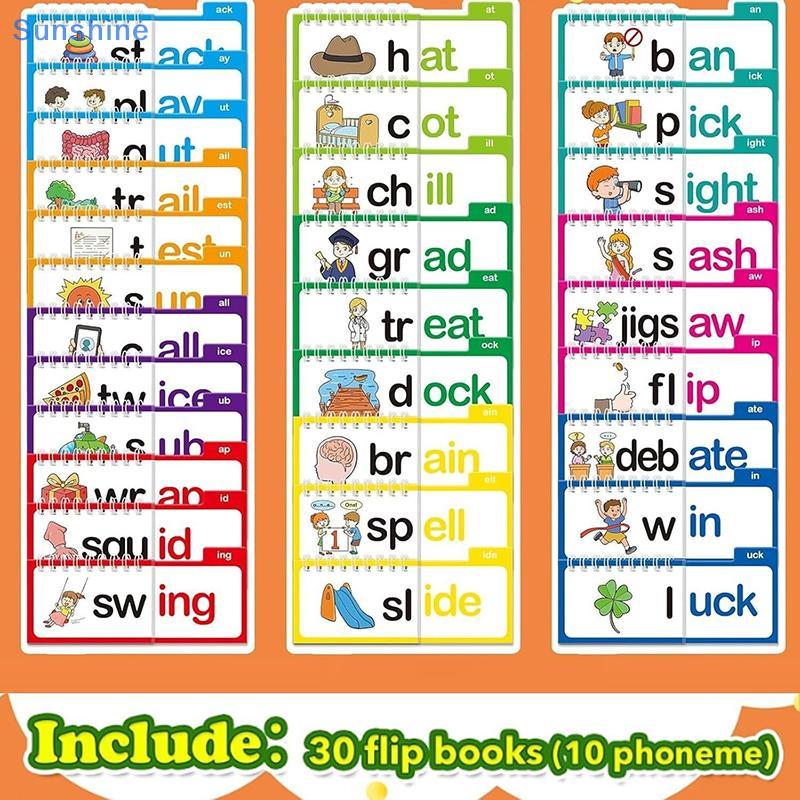 Sun 30 Đọc Và Rhyme Flip Books, Word Families Flash Cards, ABC Từ vựng Flash Cards, Trò chơi đọc sác