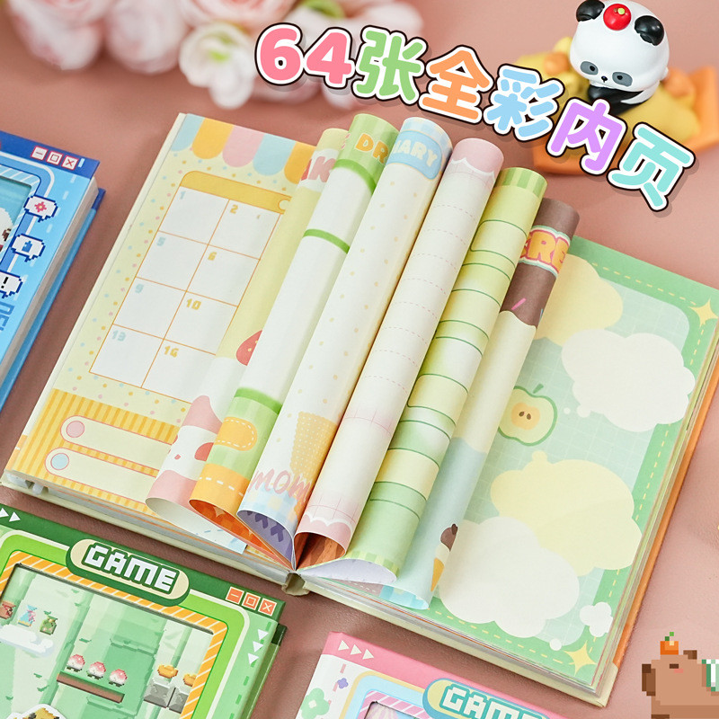 Dễ Thương Pixel Wind Parkour Sổ Tay Full Màu Bên Trong Đồ Chơi Cổ Mini Pocket Notebook Sticker Pixel