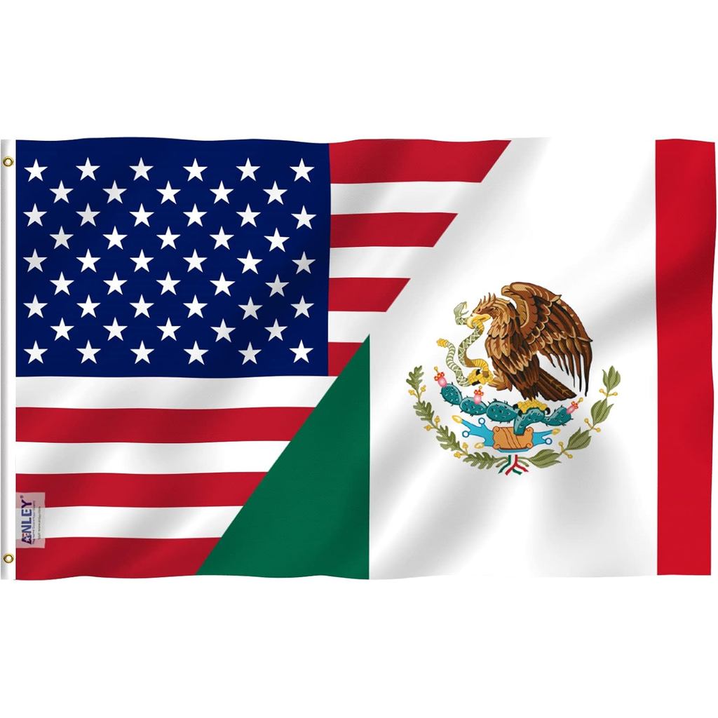 Anley Fly Breeze 3x5 Feet America Mexico Lá cờ tình bạn - Màu sắc sống động và chống phai màu - Đầu 