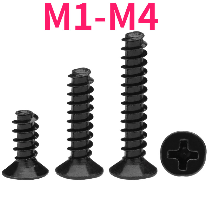 Vít đồ chơi bằng thép carbon đen chống chìm đầu chéo KB, vít điện M1-M4 [999-MB]