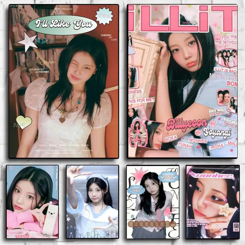 W-Wonhee I-Illit Thư Pháp Poster In Nghệ Thuật Trang Trí Tường Nhà Cửa, Không Khung Tranh Canvas MVX