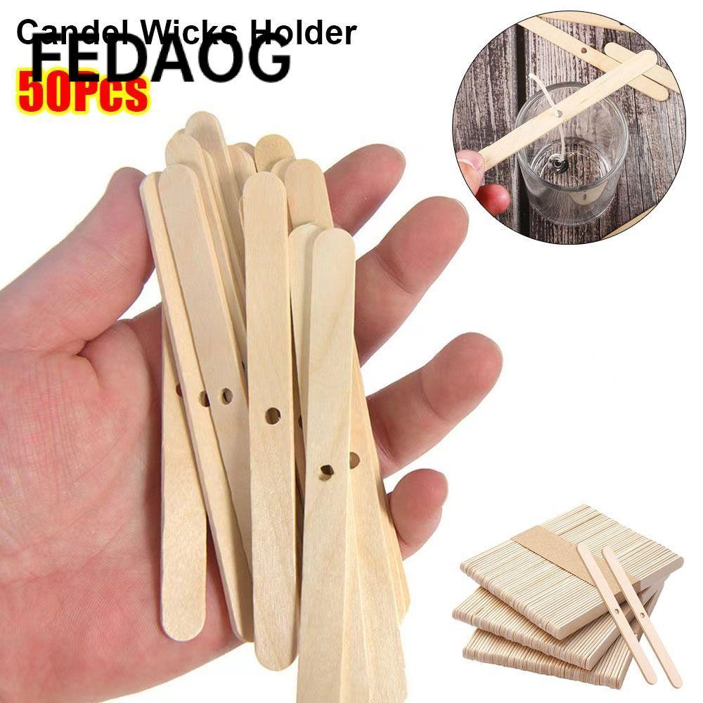 FEDAOG 50 Cái Giá đỡ bấc Candel, Dụng cụ làm Candel DIY 114mm, Thiết bị định tâm bằng gỗ Phụ kiện Ca