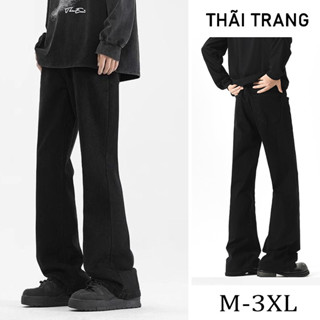  HIPSTER JEAN Quần jeans nam ống rộng mầu ĐenQuần Jeans Dài Ống Suông Rộng Wash ,Quần jeans ống loe màu đen dành cho nam 