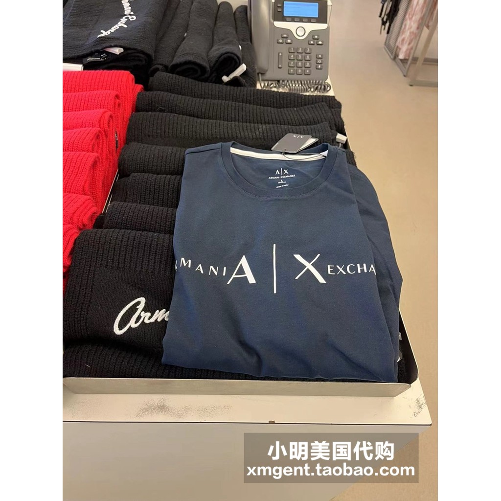 Armani Exchange Armani AX Nam Mùa Hè Thời Trang LOGO Cổ Tròn Tay Ngắn