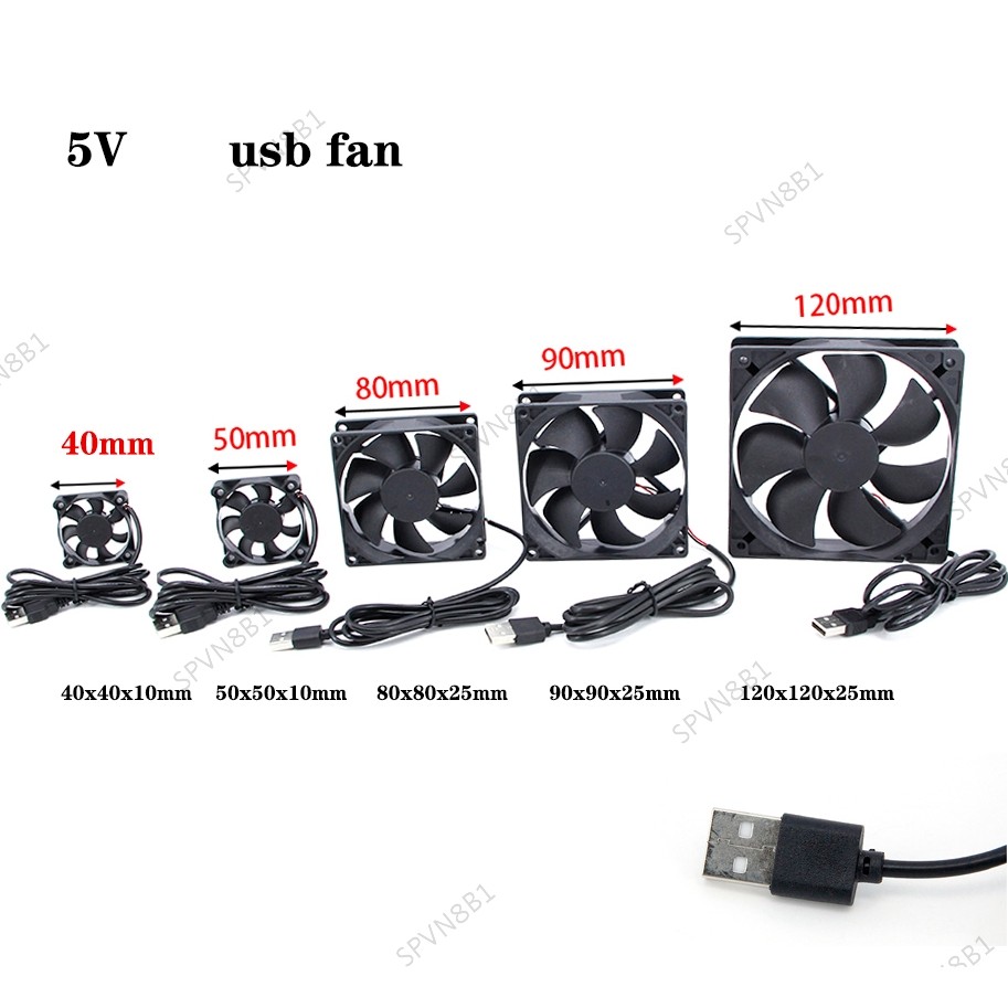 5V USB 4cm 5cm 8cm 9cm 12cm 120x120x25mm 80x80x25mm 5010 9025 nam Vỏ làm mát điện Quạt cho đầu thu D