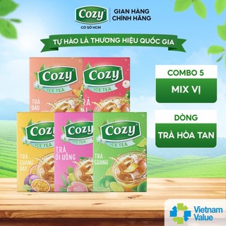   COMBO 5  Hộp Trà Cozy Hòa Tan  5 hộp x 16gói  Vị Trà Đào Trà Vải Ổi Hồng Chanh Dây Trà Chanh Giải Nhiệt Mùa Hè 