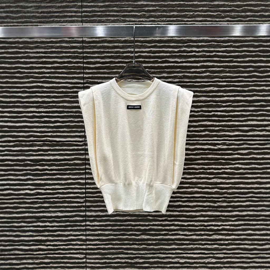 MIUMIU Autumn and Winter New Puff Sleeve Knitted Vest Fashion Versatile