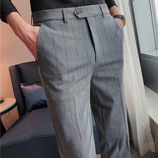 Quần Tây Nam Kẻ Cao Cấp N1LUXURY cạp chun co giãn chất vải COTON SPANDECK Co Dãn Thỏa Mái ,Không Nhă