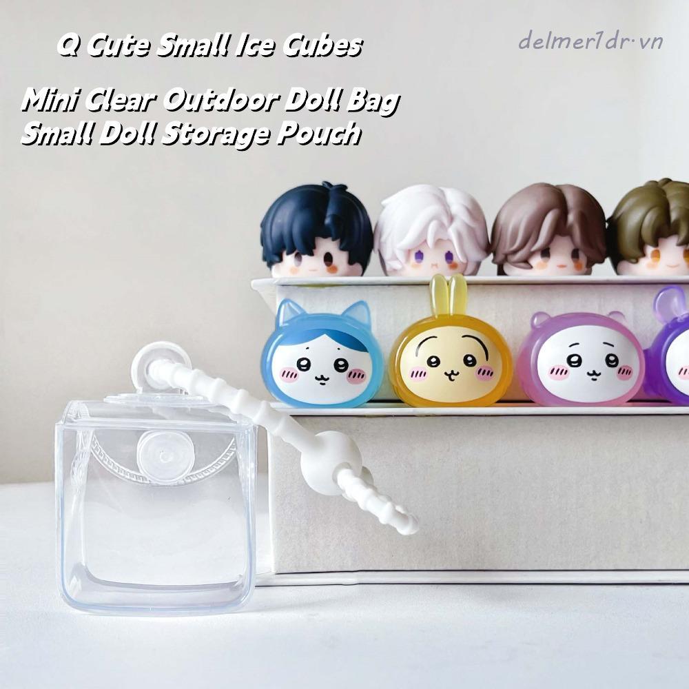 CỬAAHÀNGZA Túi đựng búp bê ngoài trời mini trong suốt, có móc khóa Túi đựng búp bê nhỏ Pop Mart, tro
