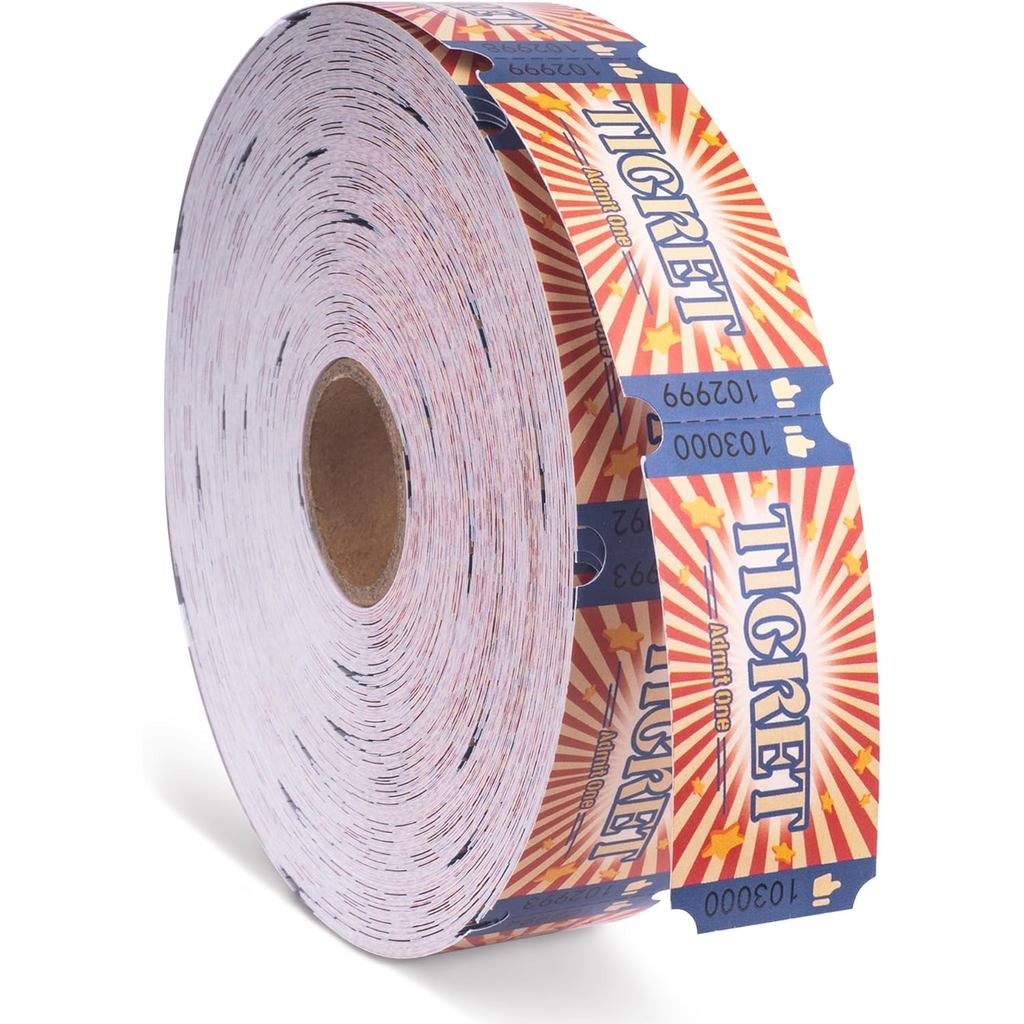 Vé Carnival Roll Raffle Vé dự tiệc Carnival cuộn đơn cho các sự kiện, Lễ hội trong lớp học hoặc trường học, Lễ hội mùa thu, Trò chơi gia đình, Giải thưởng cửa (1000 chiếc)