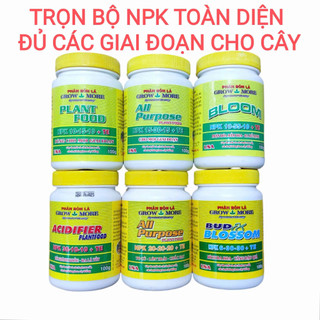 Combo toàn diện bộ NPK Grow More đủ giai đoạn cho mọi cây trồng, hủ 100gram