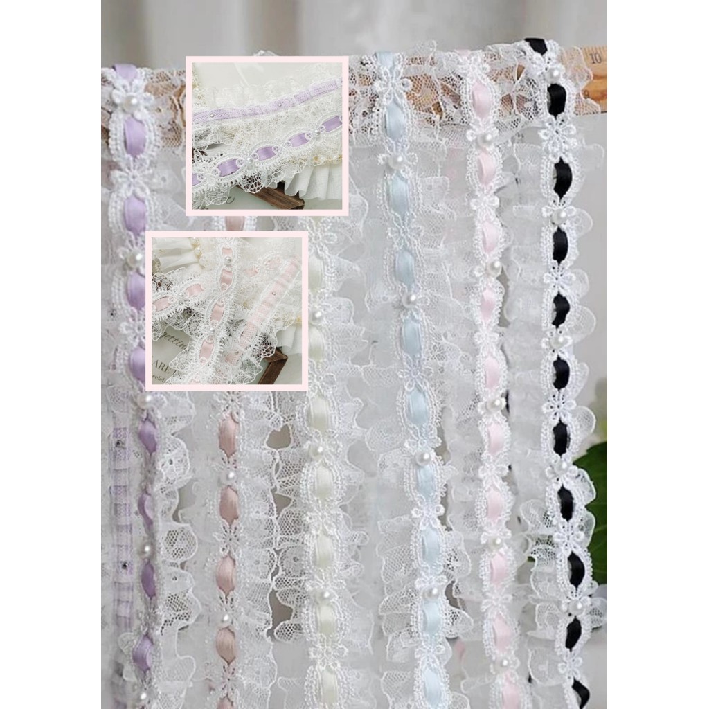 Hạt Ngọc Trai Gothic, Ren Satin - DIY Cho Quần Áo và Đồ Decor Nội Thất