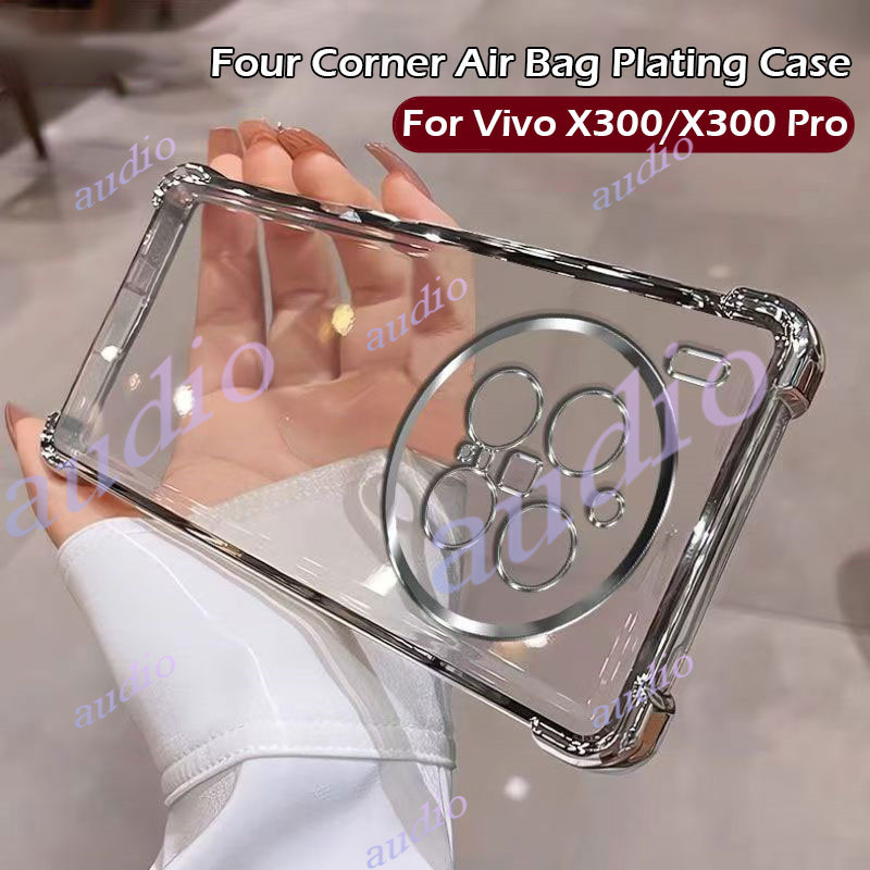 Ốp điện thoại trong suốt mạ bốn góc Vivo X300 Pro 5G cho Vivo X300 Pro X300Pro 5G 2025 Ốp lưng silic