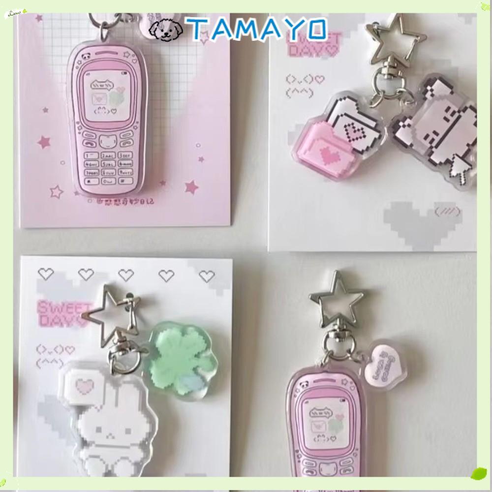 Trang trí mặt dây chuyền túi TAMAYO, Móc khóa Anime chống thất lạc Pixel, Móc khóa thỏ thời trang Harajuku Y2K dành cho bé gái