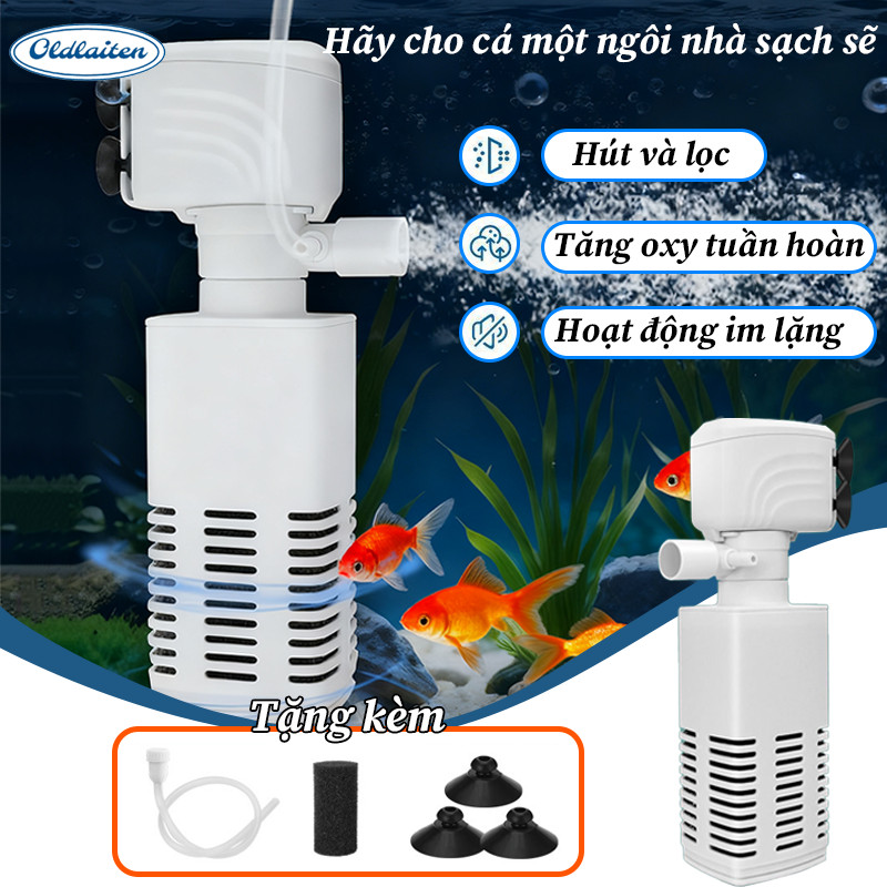 Máy Lọc Bể Cá 3 Trong 1 - Bơm Tuần Hoàn & Tạo Oxy, Hút Đáy Mạnh, Làm Trong Nước, Vận Hành Êm Ái
