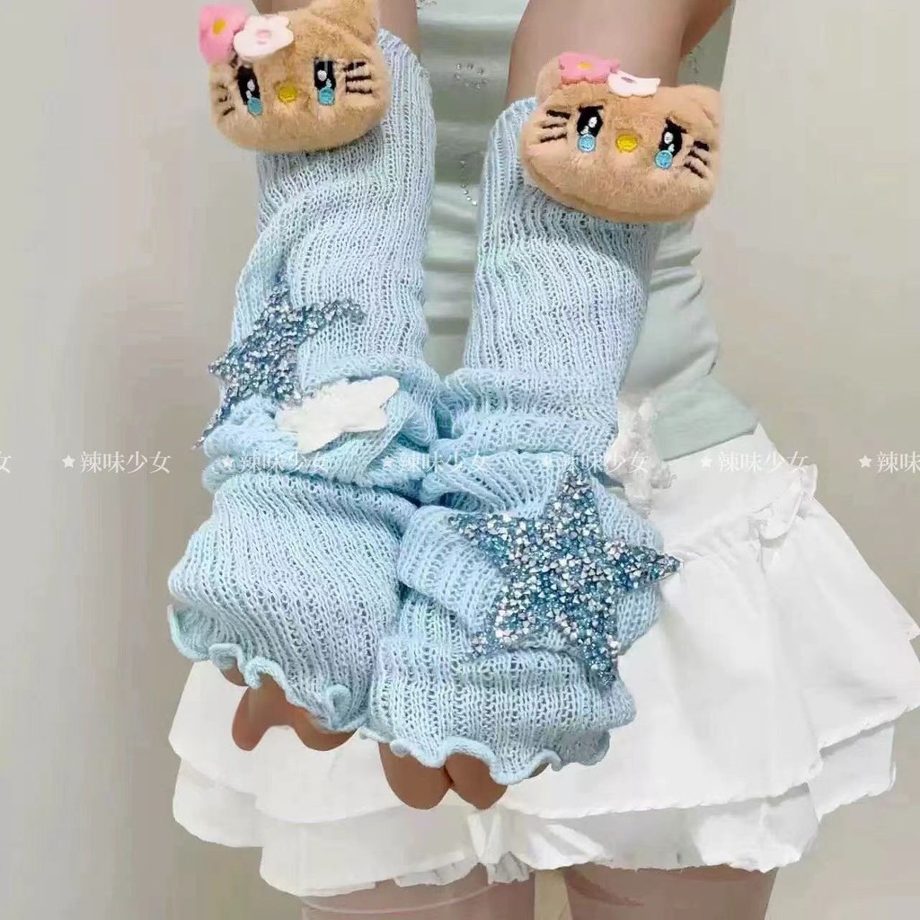 Găng tay cute màu xanh sao Y2K phù hợp mọi outfit dành cho cô gái ngọt ngào