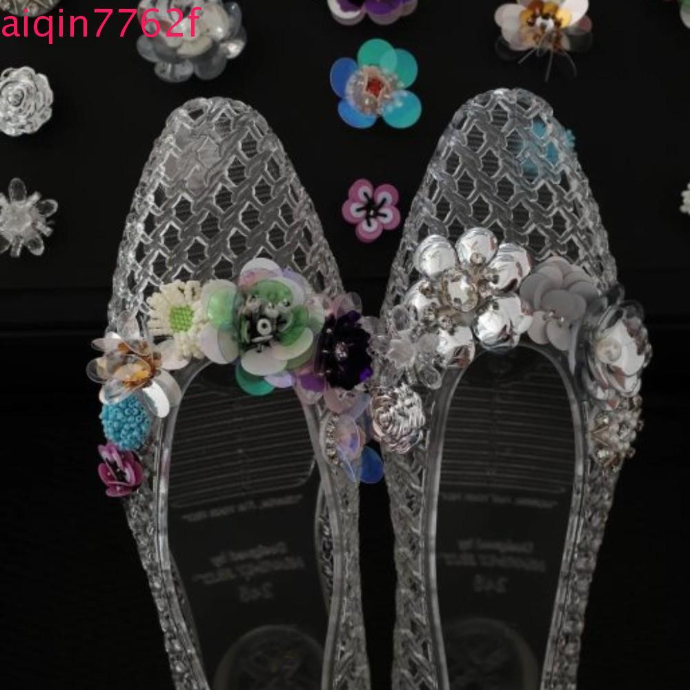 AIQINF Heavenly Jelly Sandals, Giày thạch PVC pha lê chống thấm nước mũi nhọn, Thời trang chống trượ