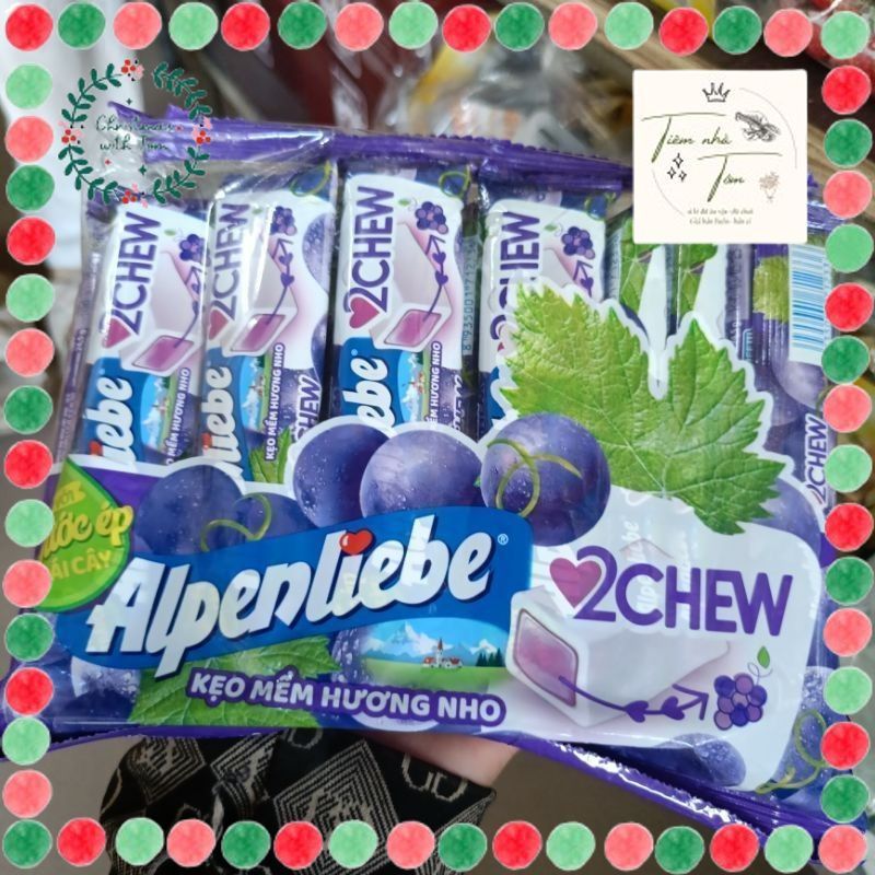 Bịch 16 thanh kẹo dẻo Alpenliebe Vị dâu, nho
