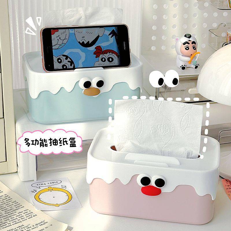 Tissue Box Desktop Phone Holder Double-Use Two-in-One Paper Extraction Box Desk Office Living Room a