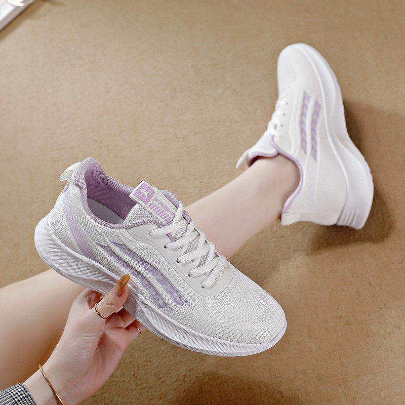 Women's Lace-Up Shoes Fashion Korean Style Spring Flyknit Shoes Mom Shoes Women's Shoes