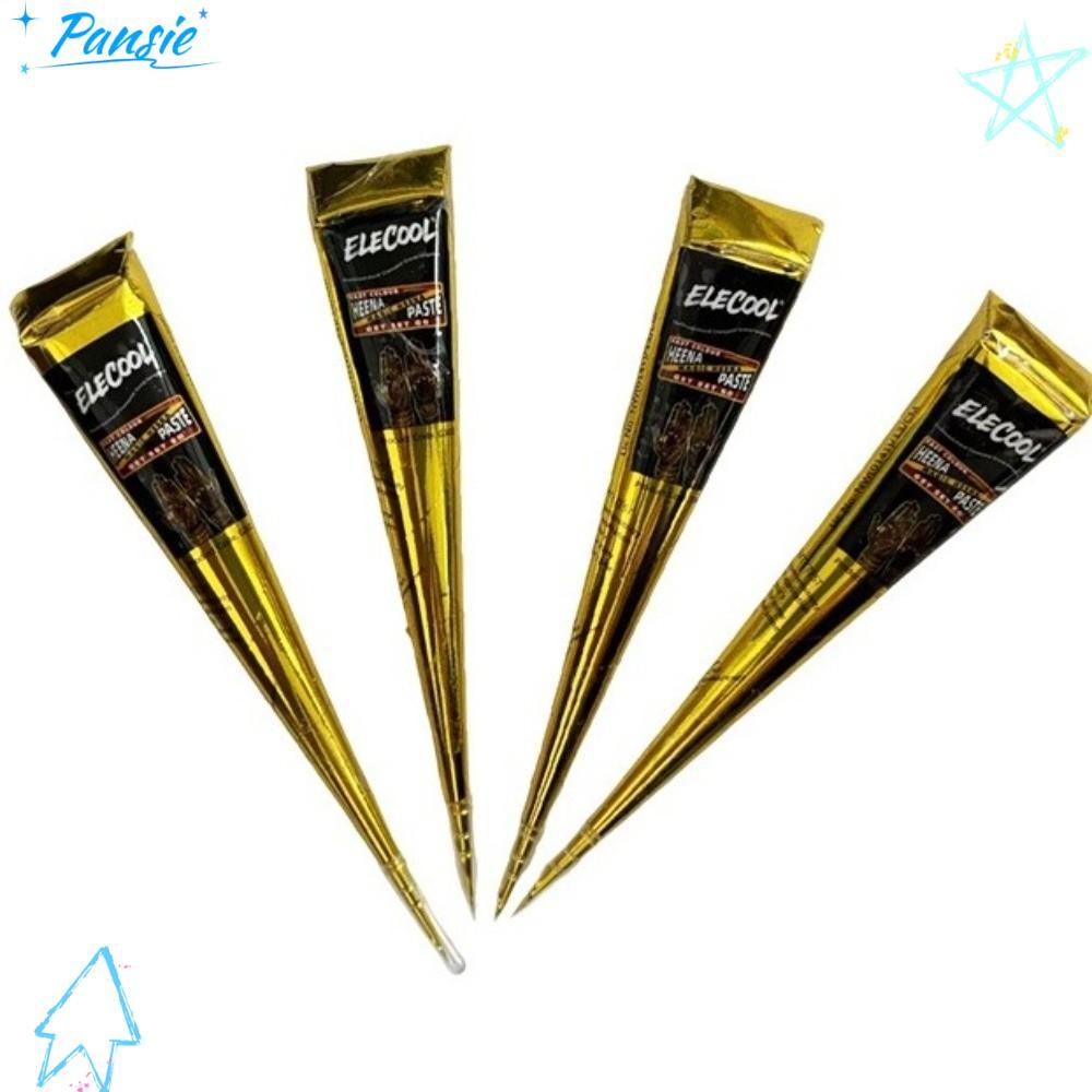 Kem xăm PANSIE Henna, Dễ sử dụng Bán vĩnh viễn Henna Paste Cone, Kem xăm Henna Màu đen tạm thời Màu 